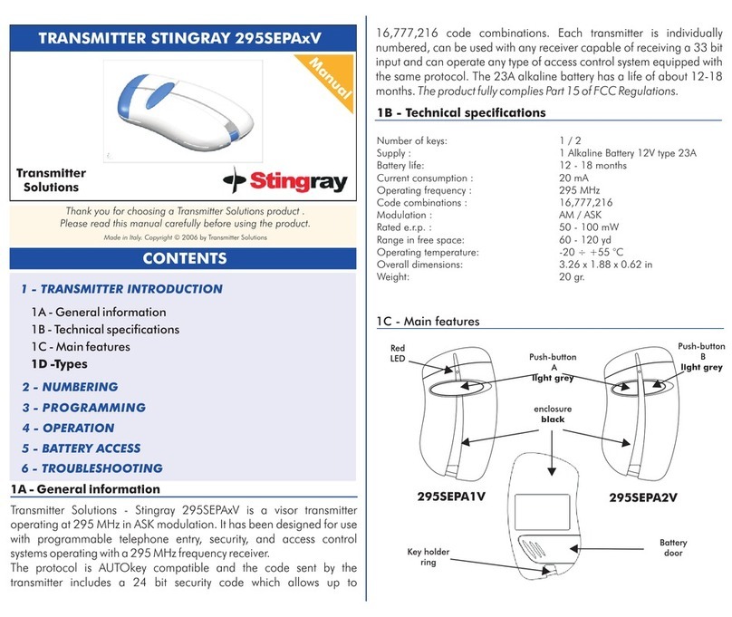 Stingray 295SEPA1V quick guide