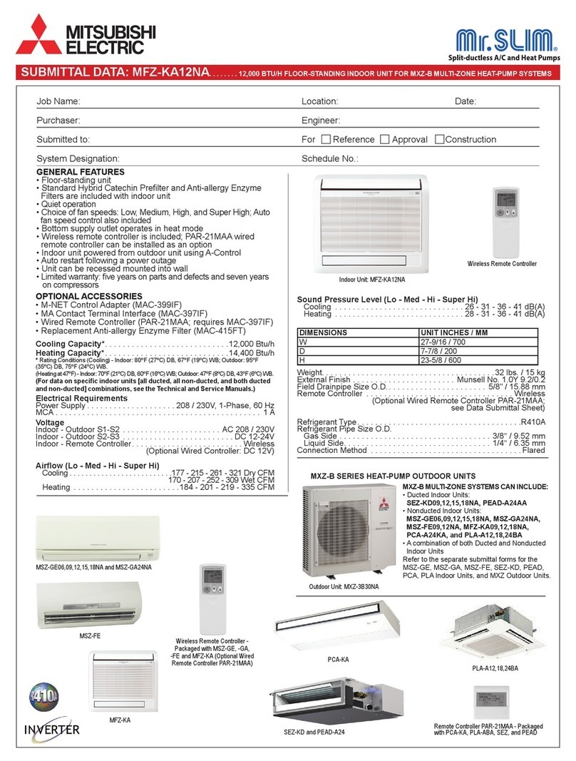 Mitsubishi Mr.Slim MFZ-KA12NA Installation and user guide