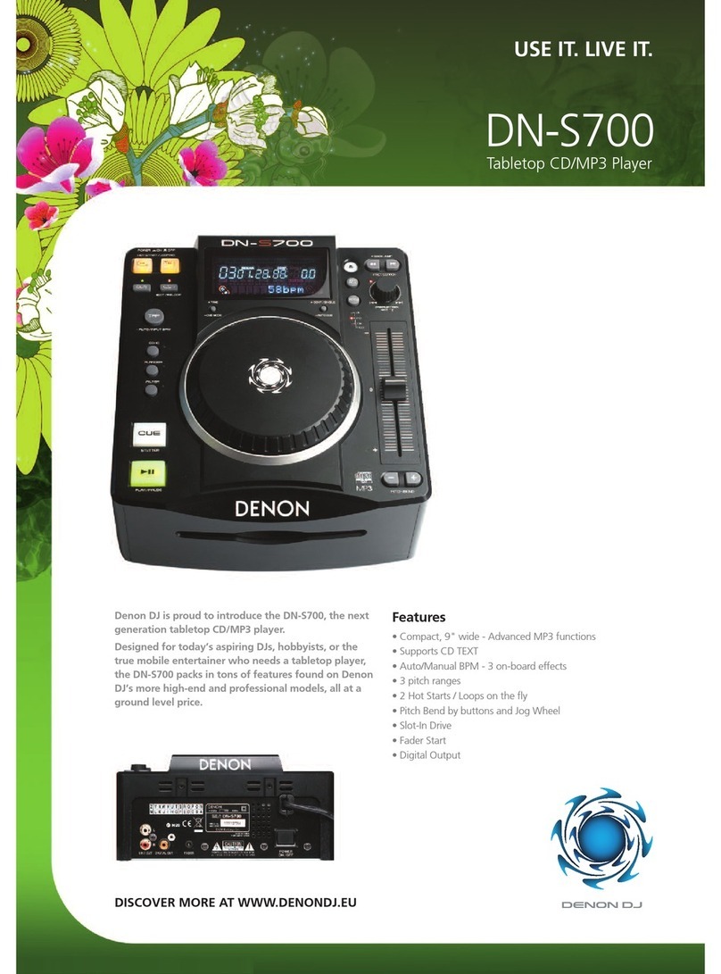 Denon DN-S700 - Compact Tabletop CD/MP3 Disc... Installation and operation manual