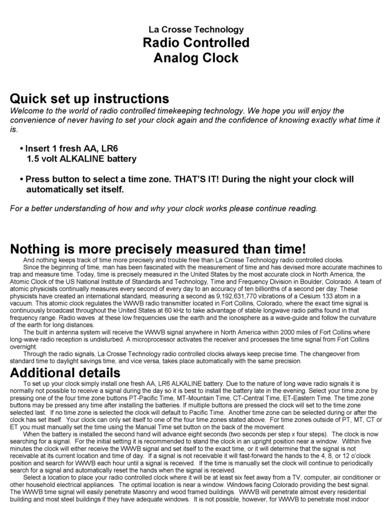 La Crosse Technology Radio Controlled Analog Clock Quick setup instructions