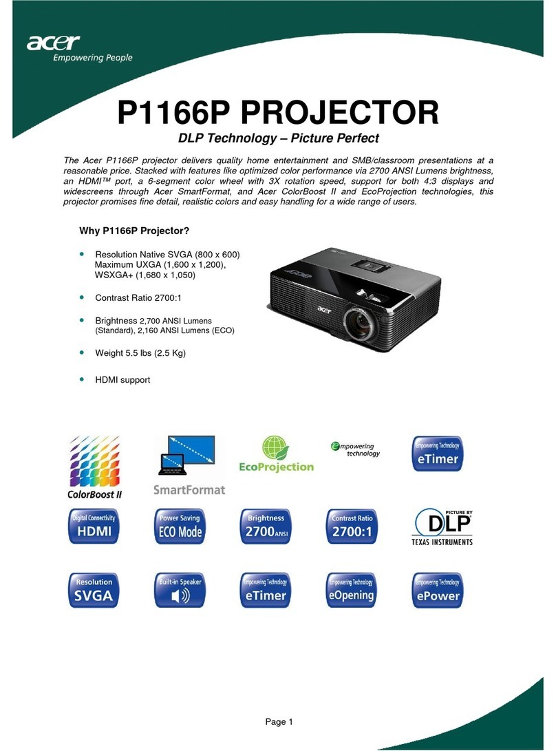 Acer P1166P Technical specification