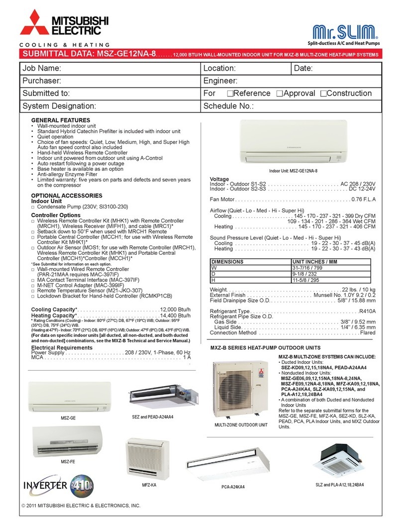 Mitsubishi Electric MSZ-GE12NA-8 Submittal data Mitsubishi Electric MSZ-GE12NA-8 Submittal data