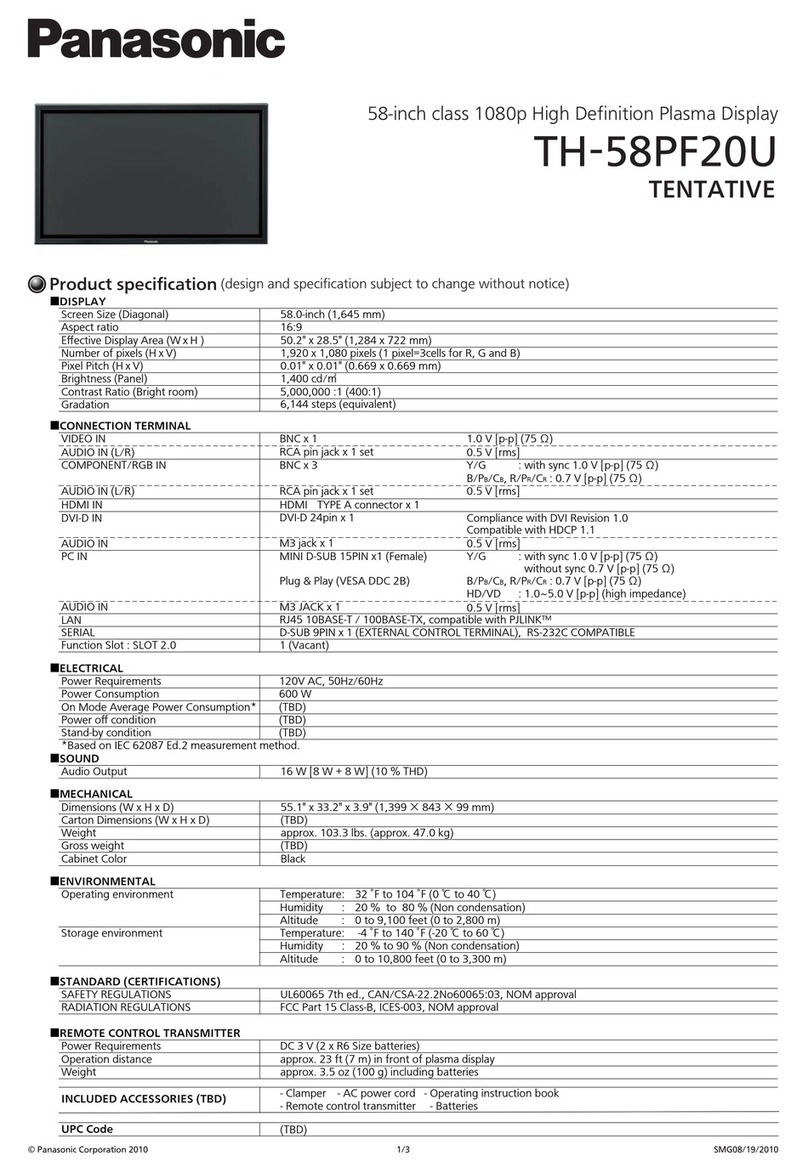 Panasonic TH-58PF20U TENTATIVE User manual