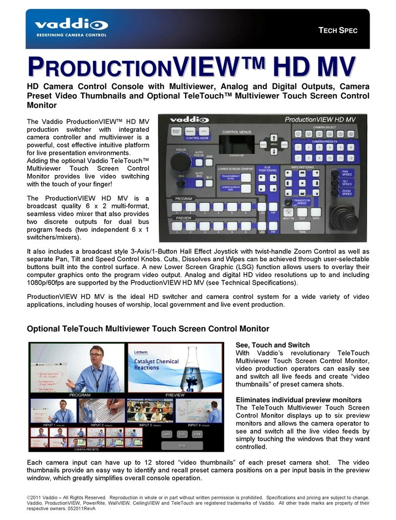 VADDIO PRODUCTIONVIEW HD MV Tech specs
