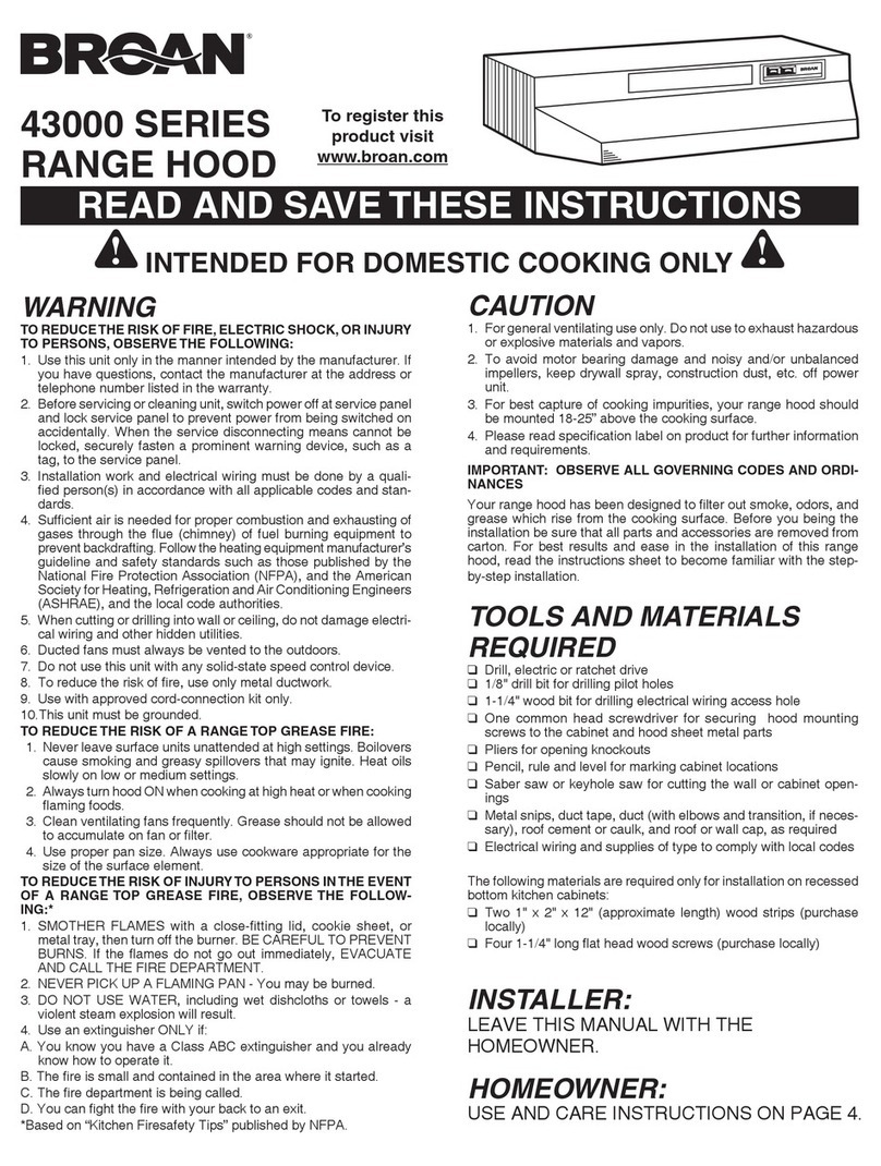 Broan 43000 SERIES Instructions for use
