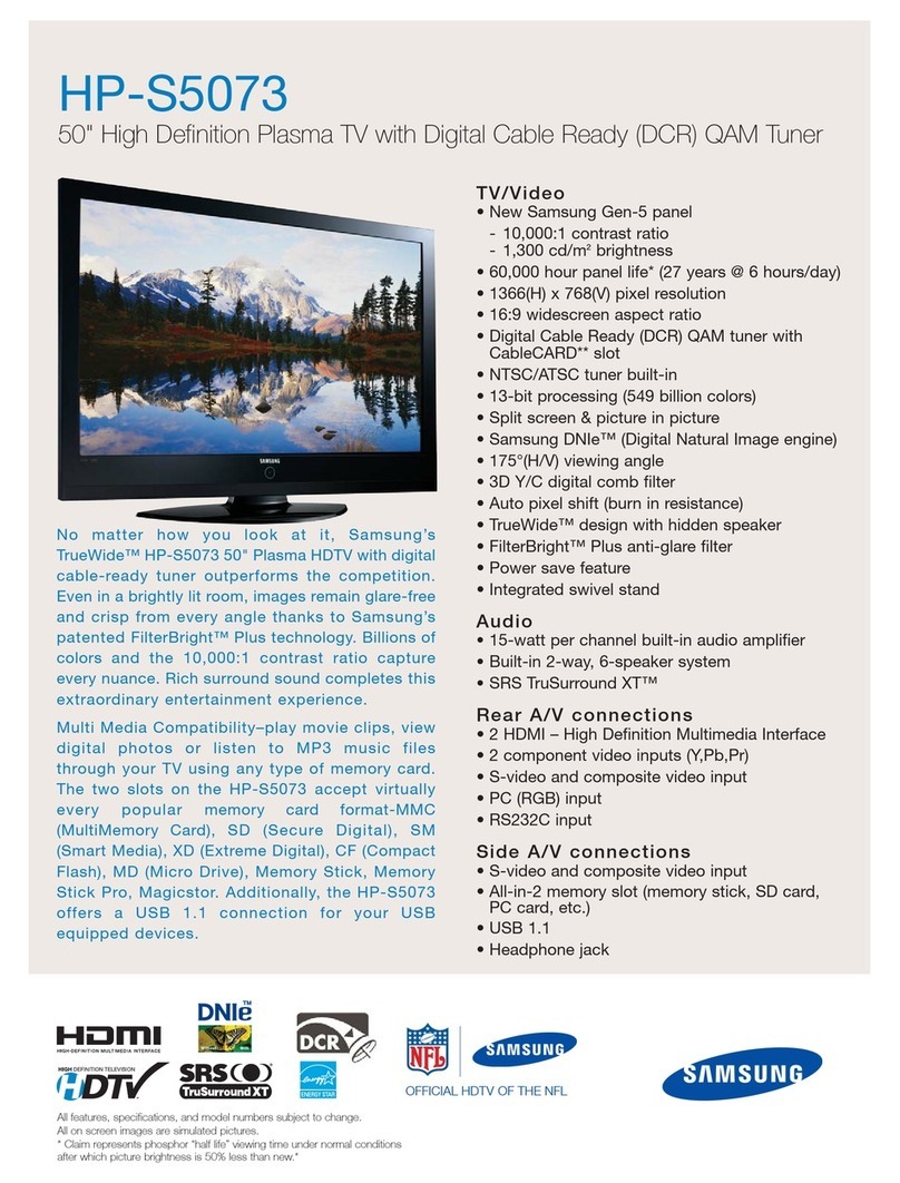Samsung HPS5073 - 50" Plasma TV User manual