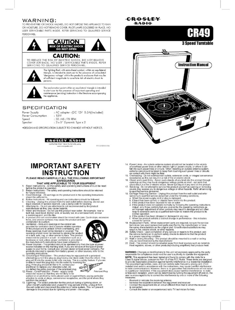 Crosley Traveler CR49 User manual