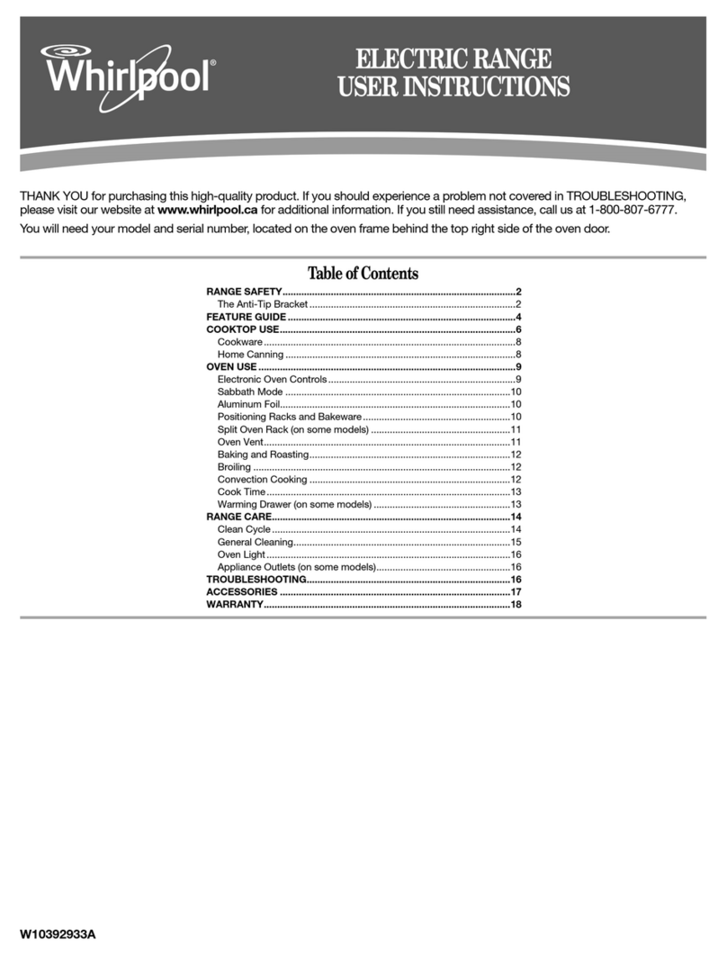 Whirlpool ELECTRIC RANGE User instructions