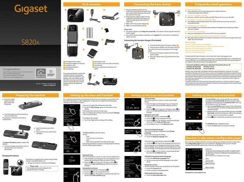 Gigaset S820A quick start guide