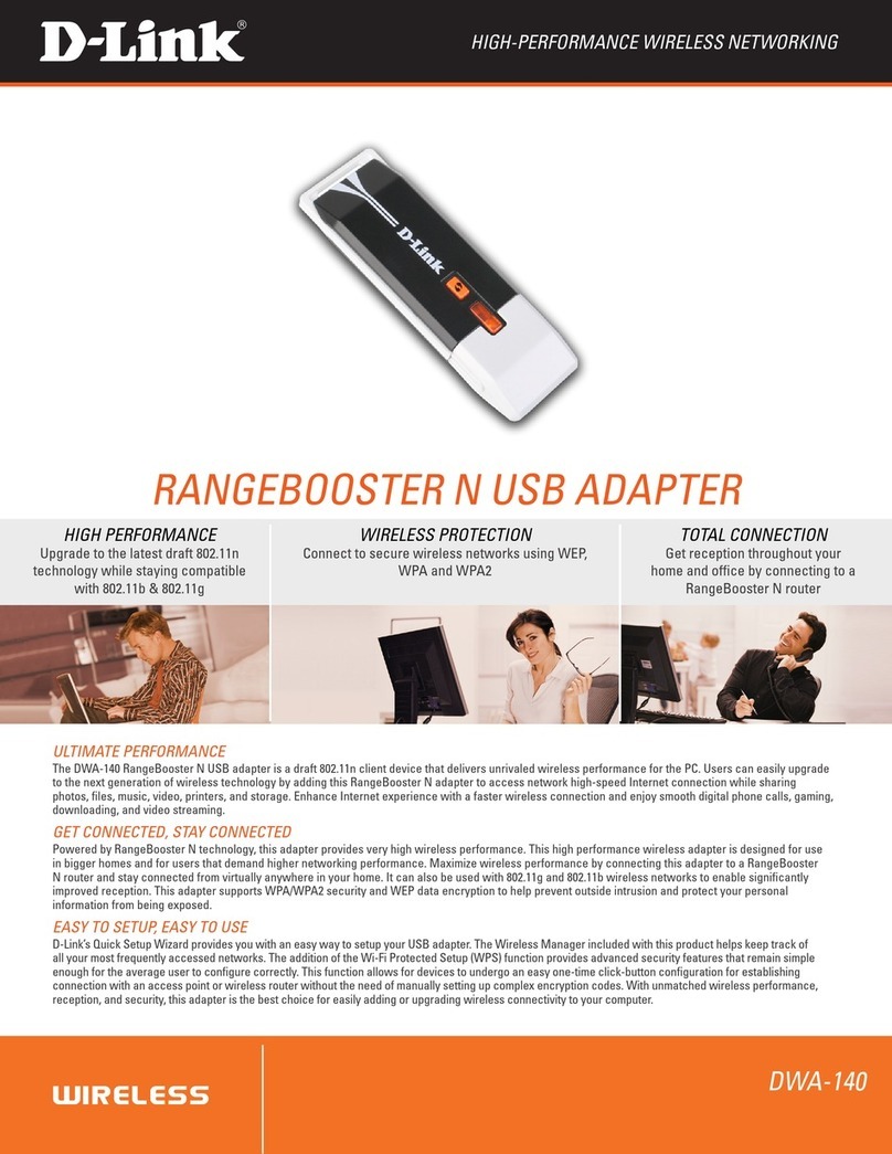 D-Link DWA140 - RANGE BOOSTER N USB ADAPTOR User manual D-Link DWA140 - RANGE BOOSTER N USB ADAPTOR User manual
