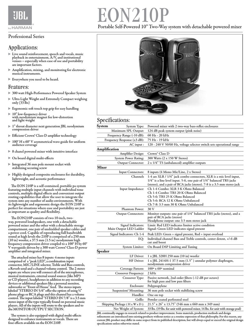JBL EON210P Specifications