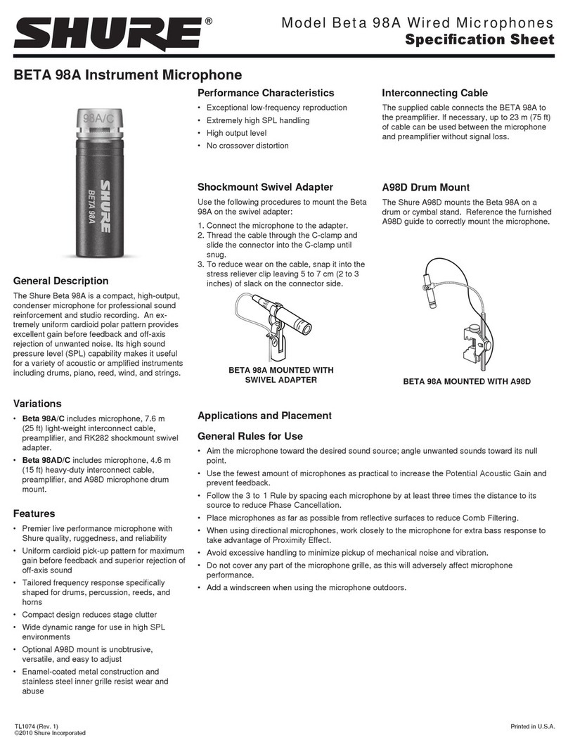 Shure Beta 98A Specification sheet