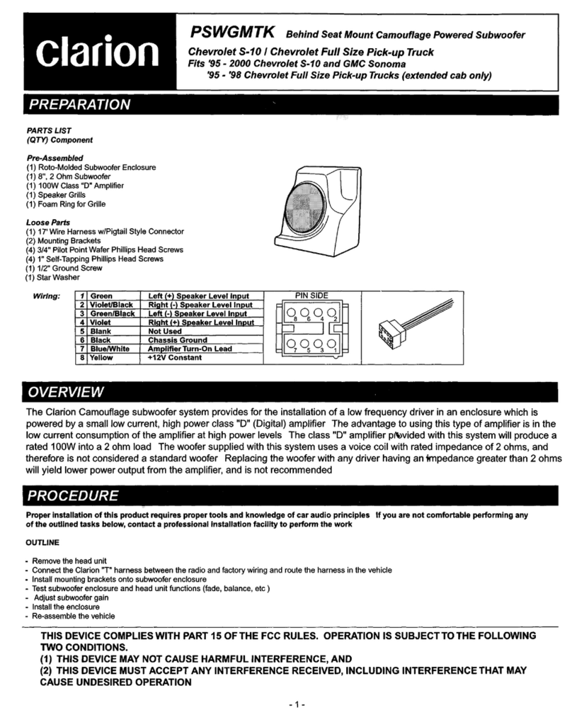 Clarion PSWGMTK User manual