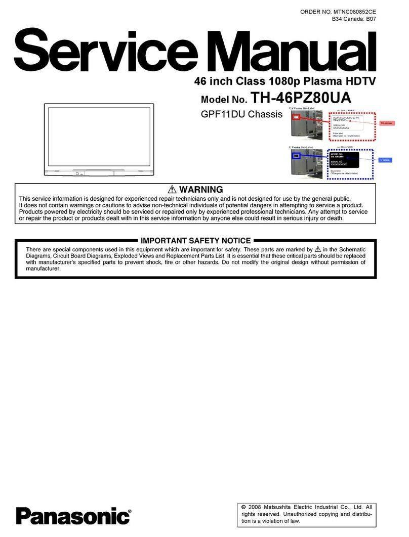 Panasonic TH46PZ80UA - 46" PLASMA TV User manual