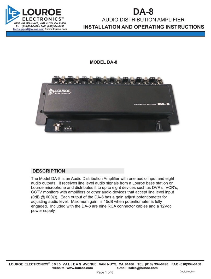 Louroe Electronics DA-8 Installation and operating instructions