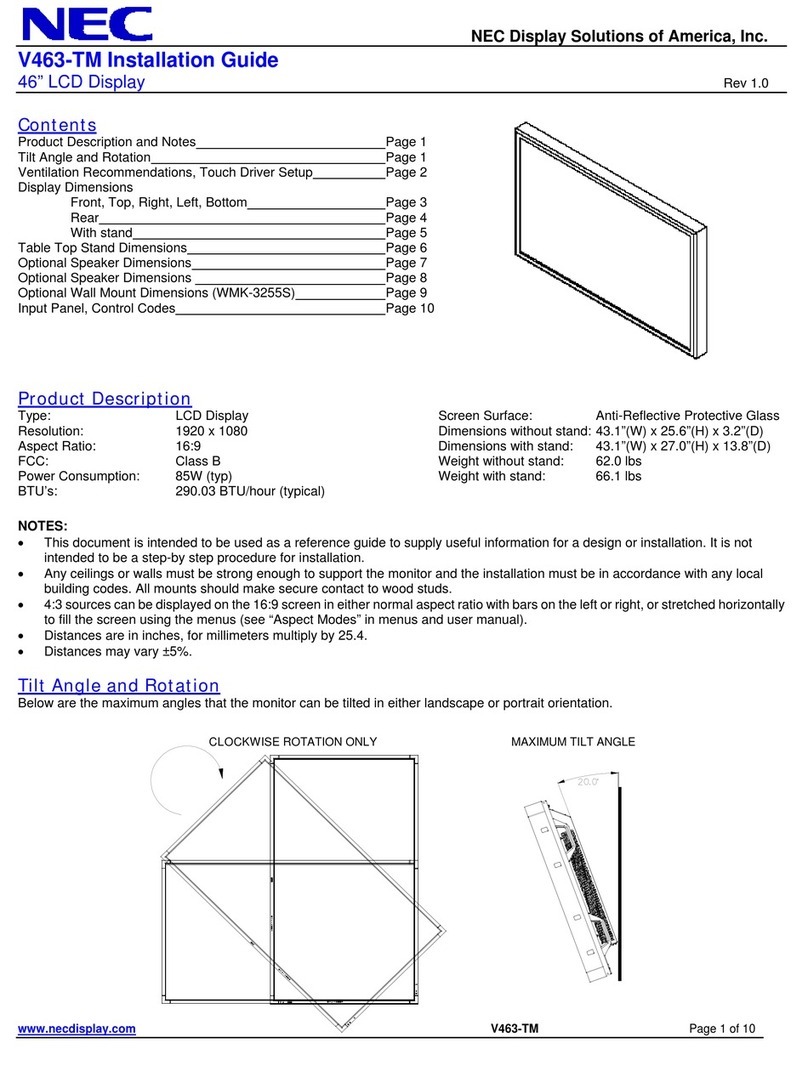 NEC MultiSync V463-TM User manual