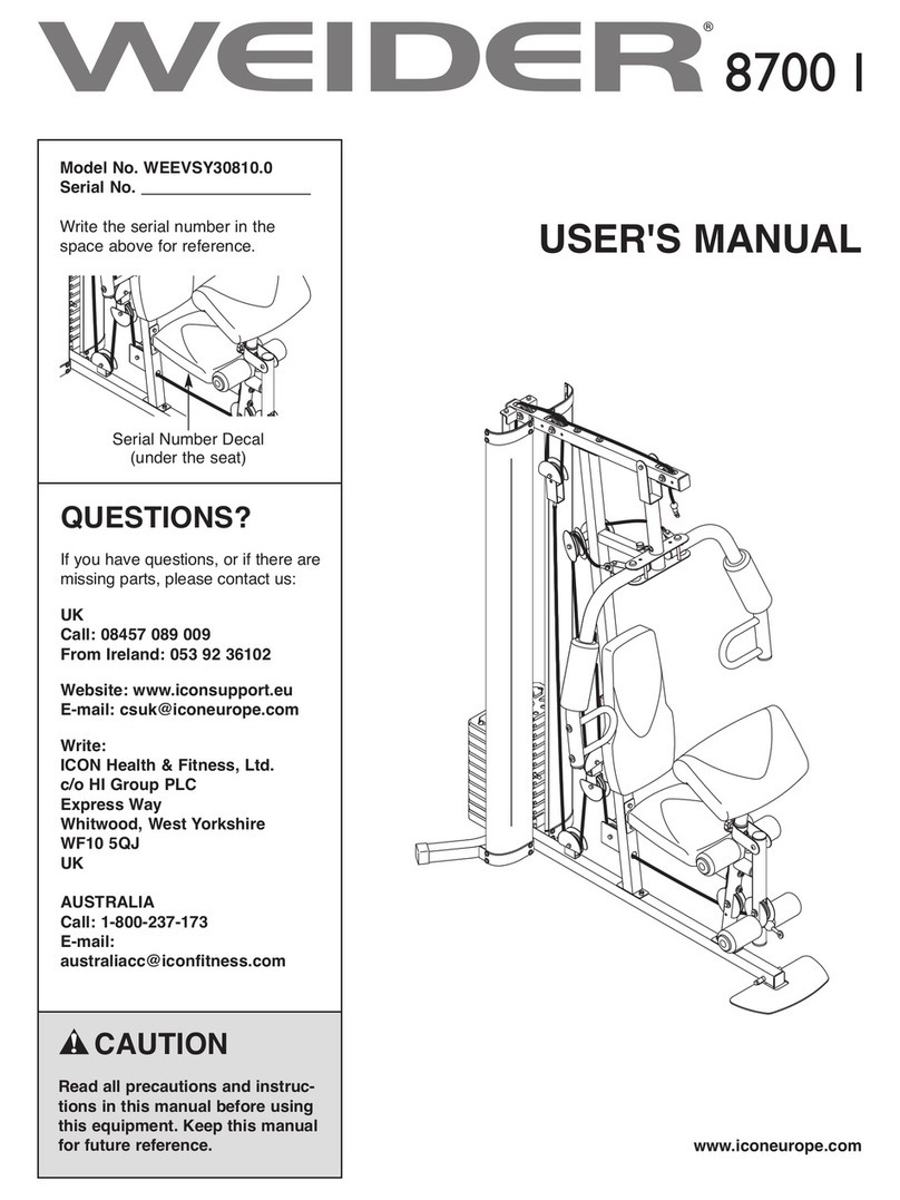 Weider WEEVSY30810.0 user manual