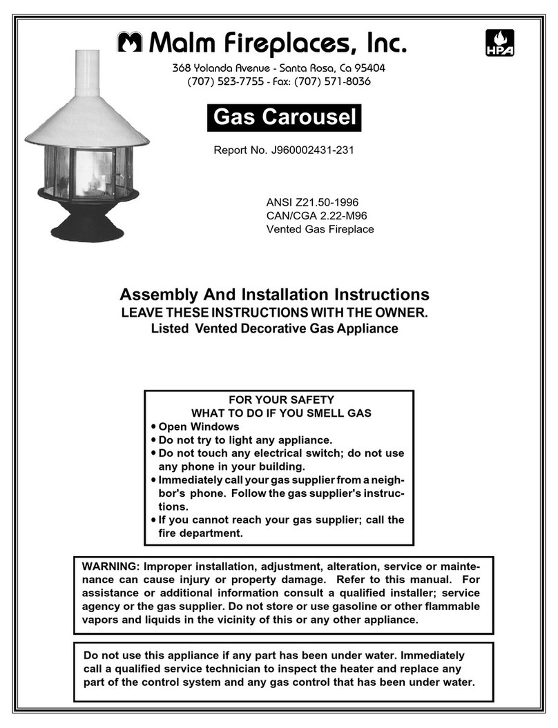 Malm Fireplaces Gas Carousel Assembly and installation instructions