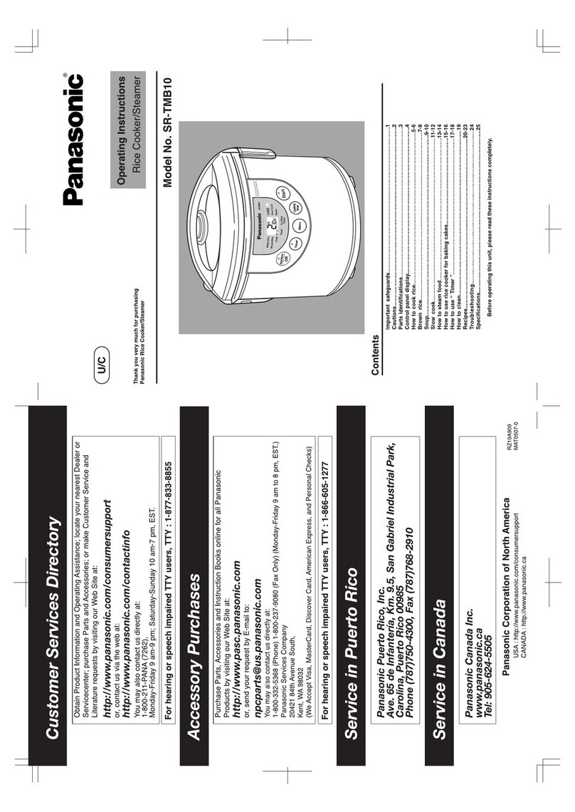 Panasonic SR-TMB10 User manual Panasonic SR-TMB10 User manual