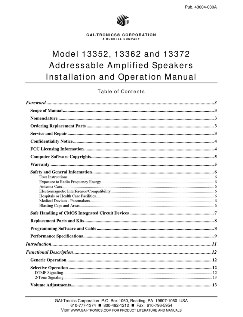 GAI-Tronics 13352 Installation and operation manual GAI-Tronics 13352 Installation and operation manual