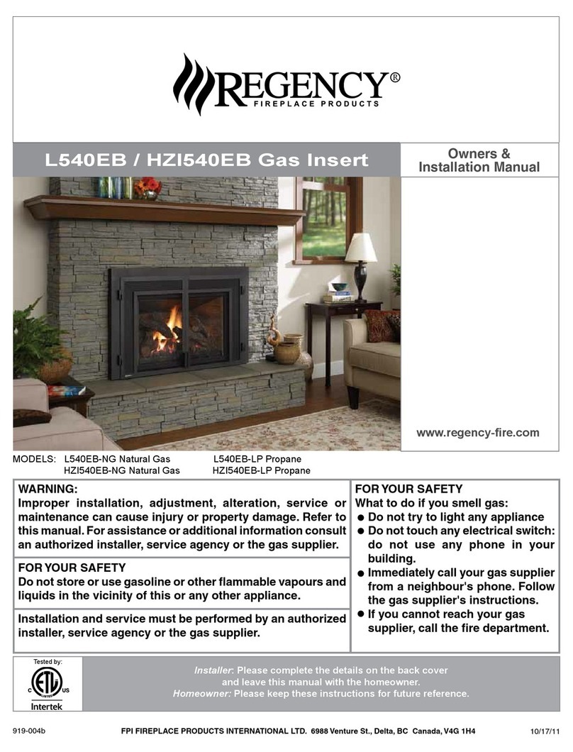 Regency L540EB Quick start guide Regency L540EB Quick start guide