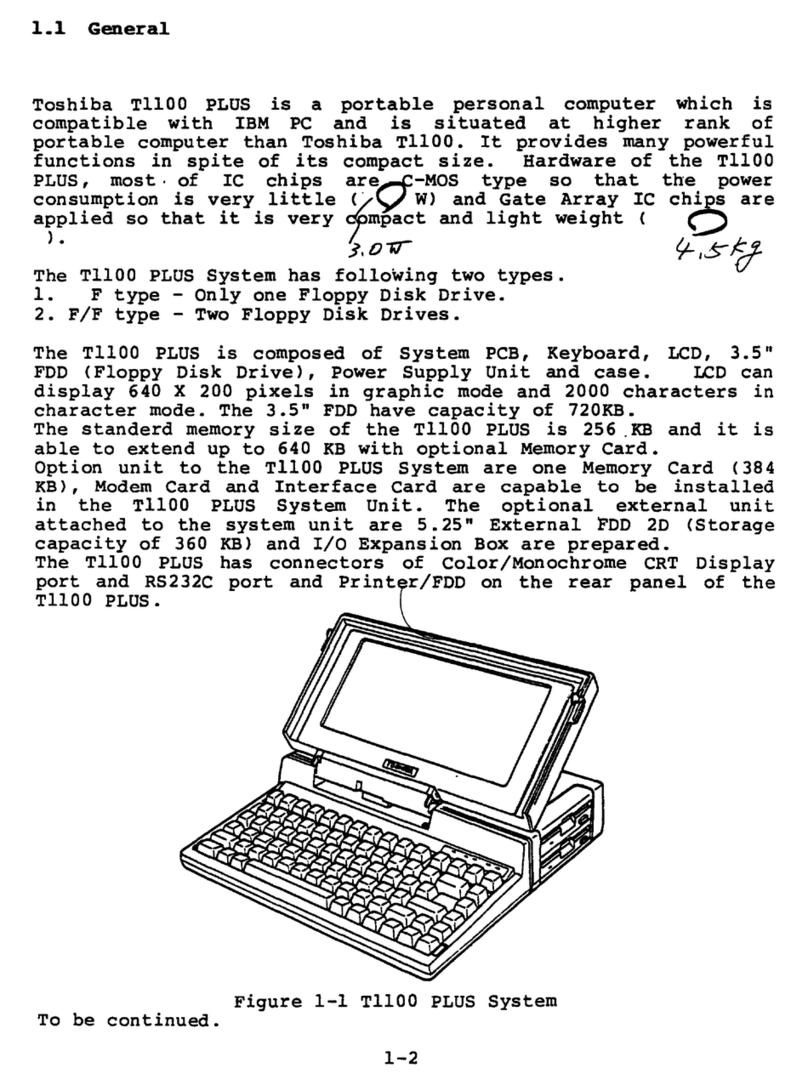 Toshiba T1100 PLUS User manual