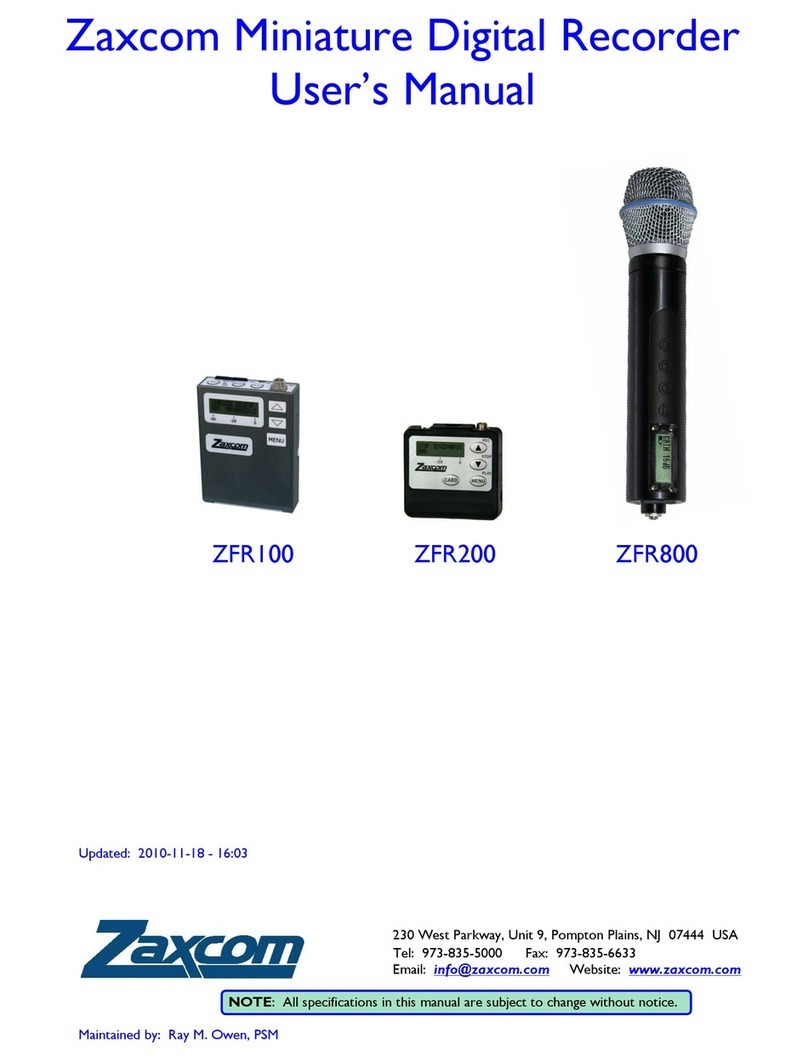 Zaxcom ZFR100 user manual