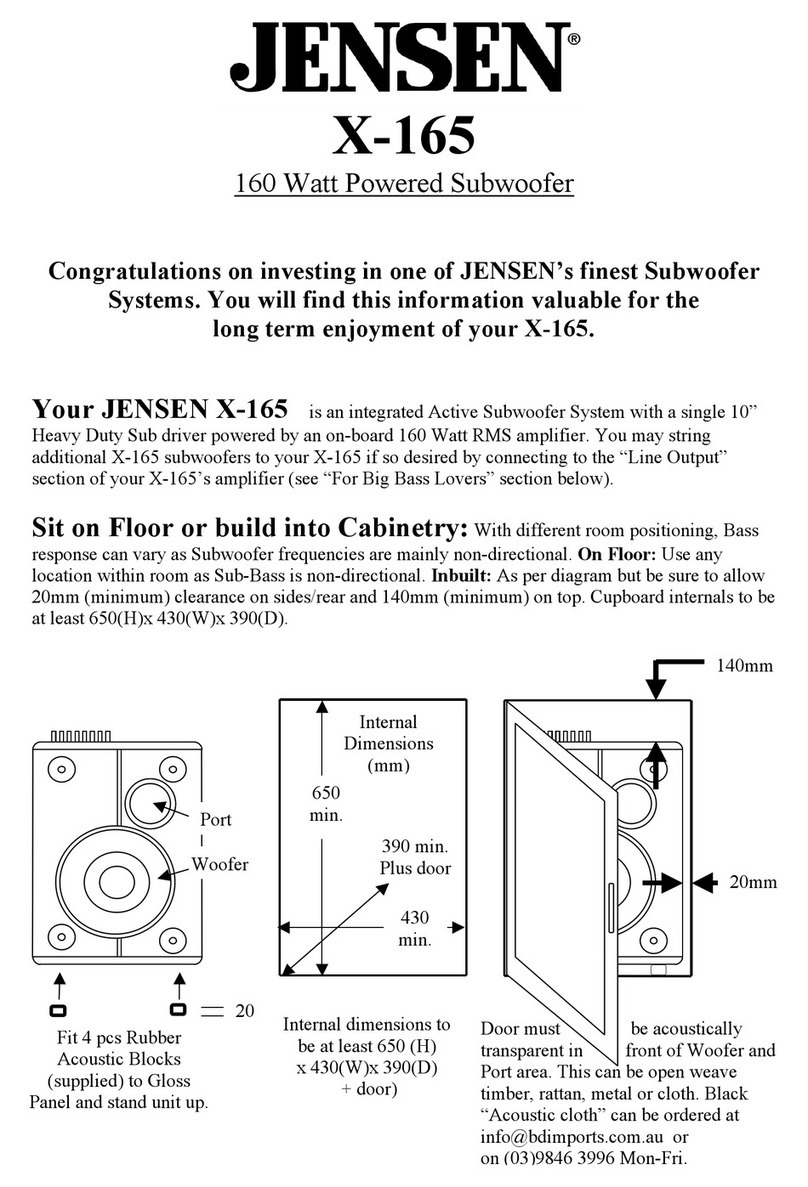 Jensen X-165 User manual