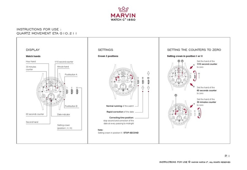 Marvin QUARTZ MOVEMENT ETA G10.211 Instructions for use