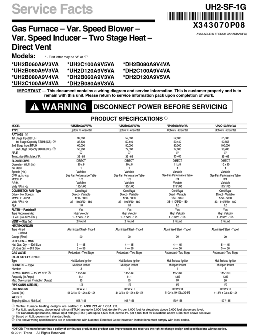 Trane *UH2B060A9V3VA Service manual