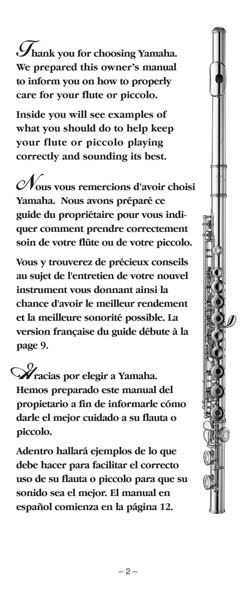 Yamaha flute user guide