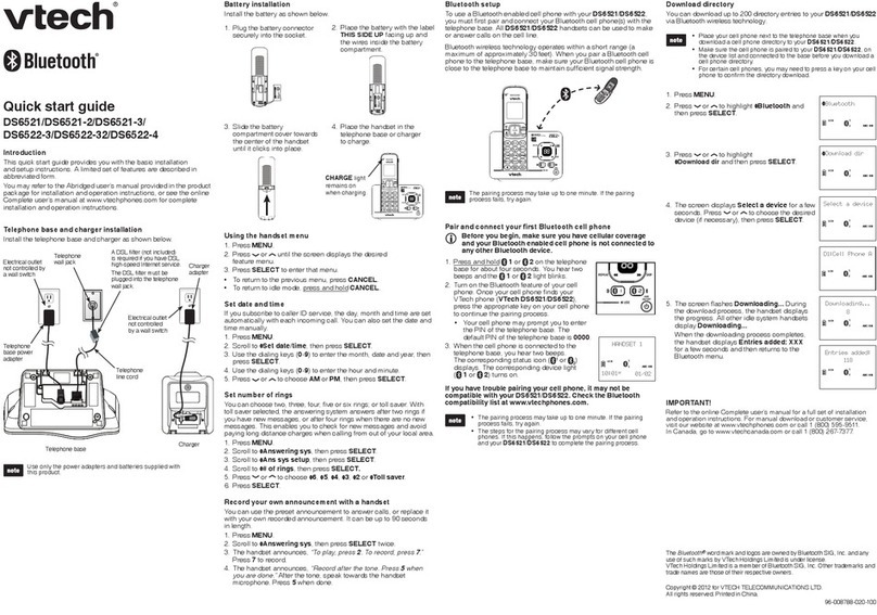 V-tech DS6521 quick start guide