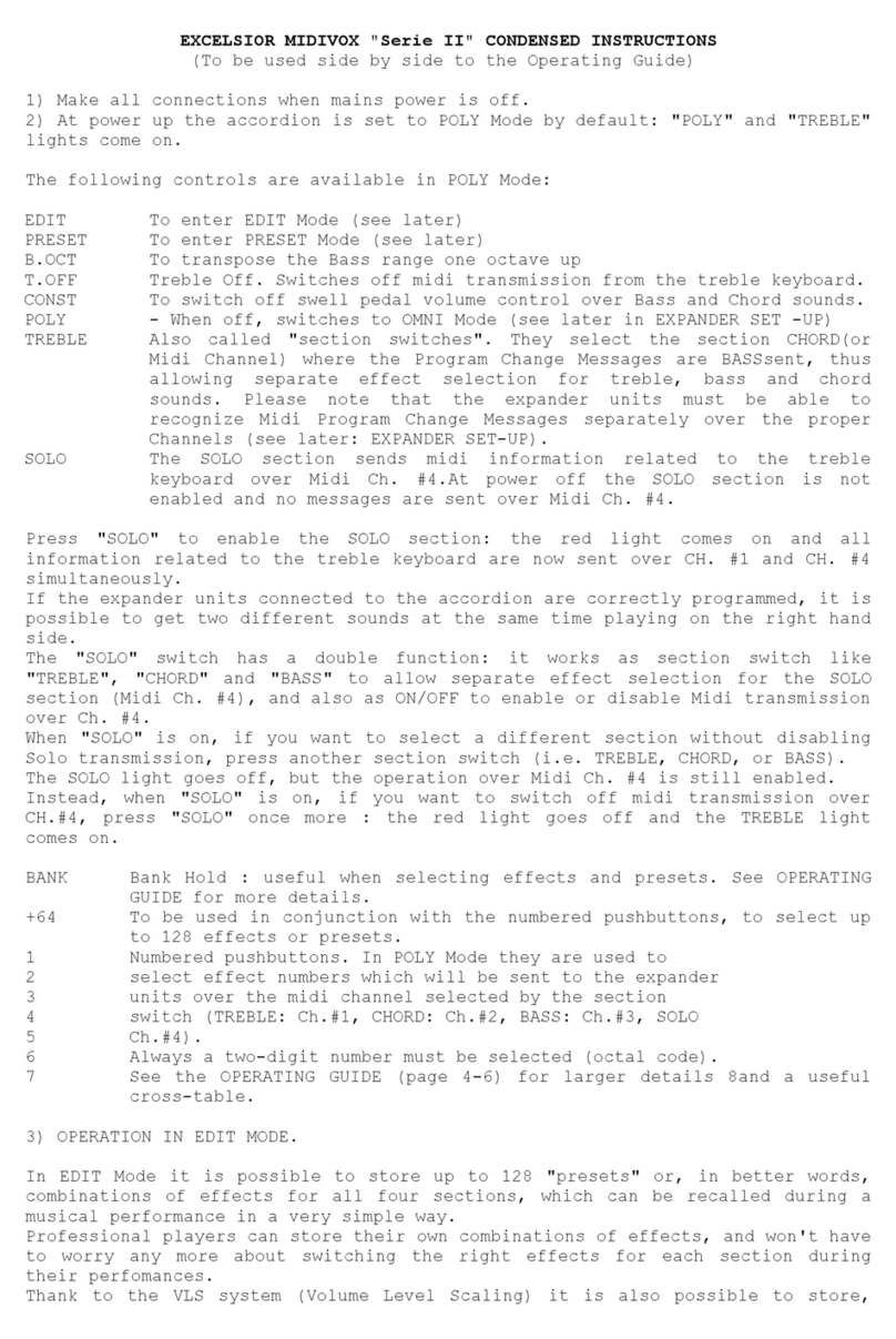 Excelsior MIDIVOX "Serie II" instructions