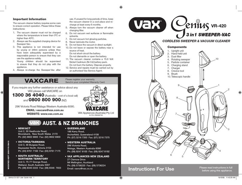 Vax Genius VR-420 User manual