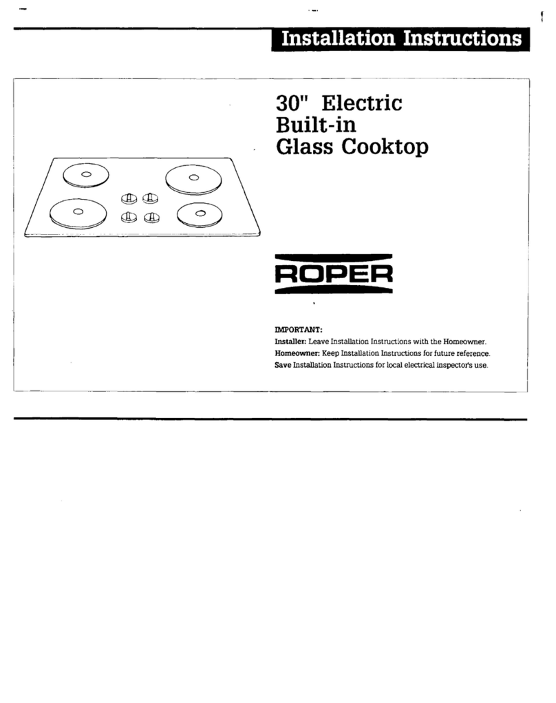 Roper 30” ElectricBuilt-in Glass Cooktop installation instructions