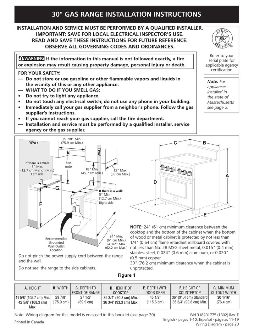 Electrolux 30" Gas Range User manual