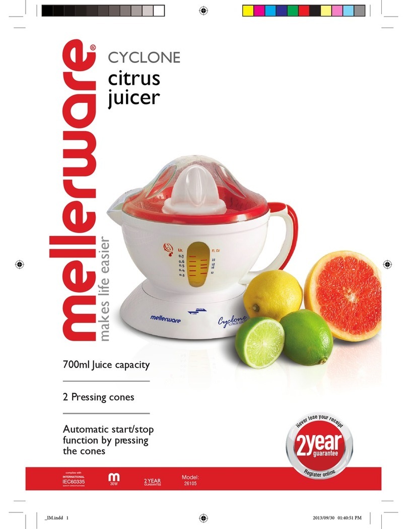 Mellerware CYCLONE citrus juicer Quick instructions