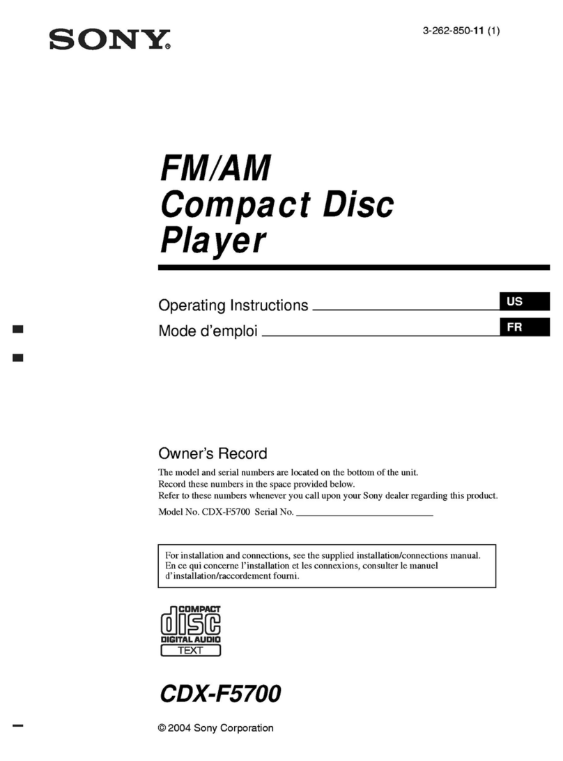 Sony CDX-F5700 - Fm/am Compact Disc Player operating instructions