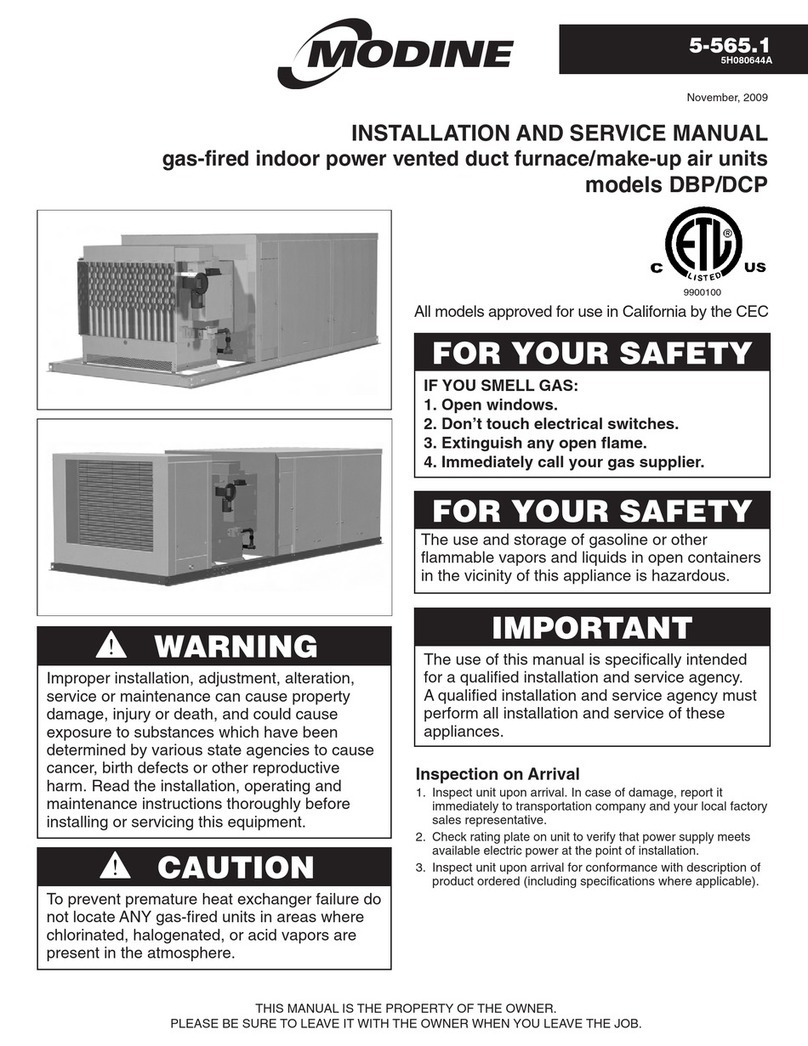 Modine Manufacturing DBP Installation and service manual