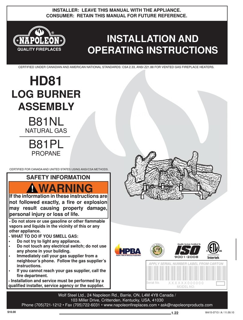 Napoleon HD81 Installation and operating instructions