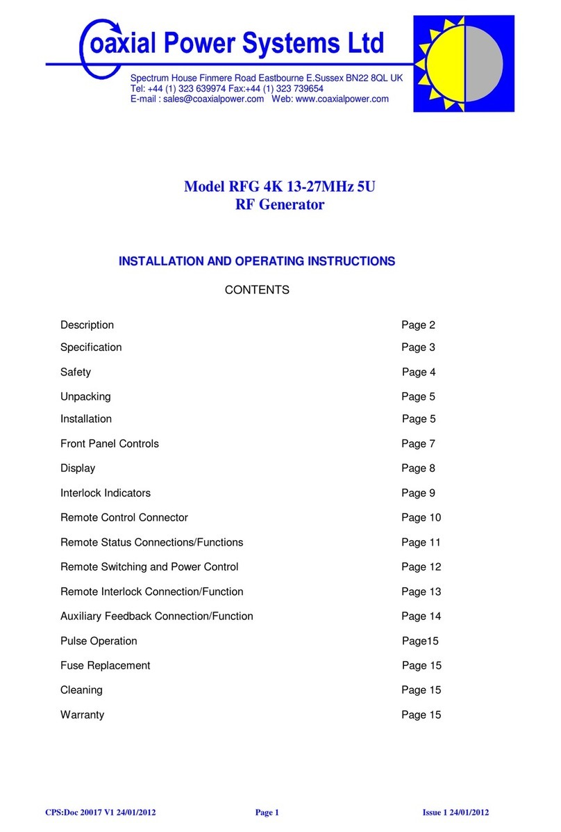 Coaxial Power Systems RFG 4K 13-27MHz 5U Installation and operating instructions