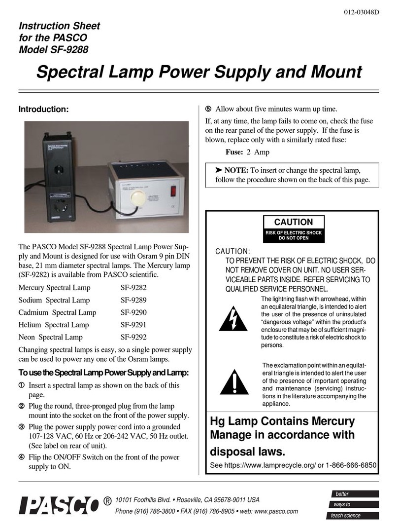 PASCO SF-9288 instruction sheet