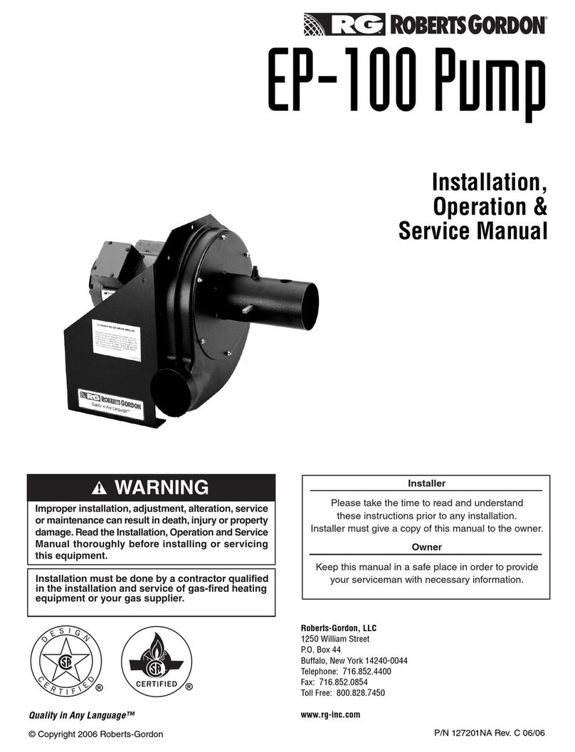 Roberts Gorden EP 100 Installation, operation & service manual