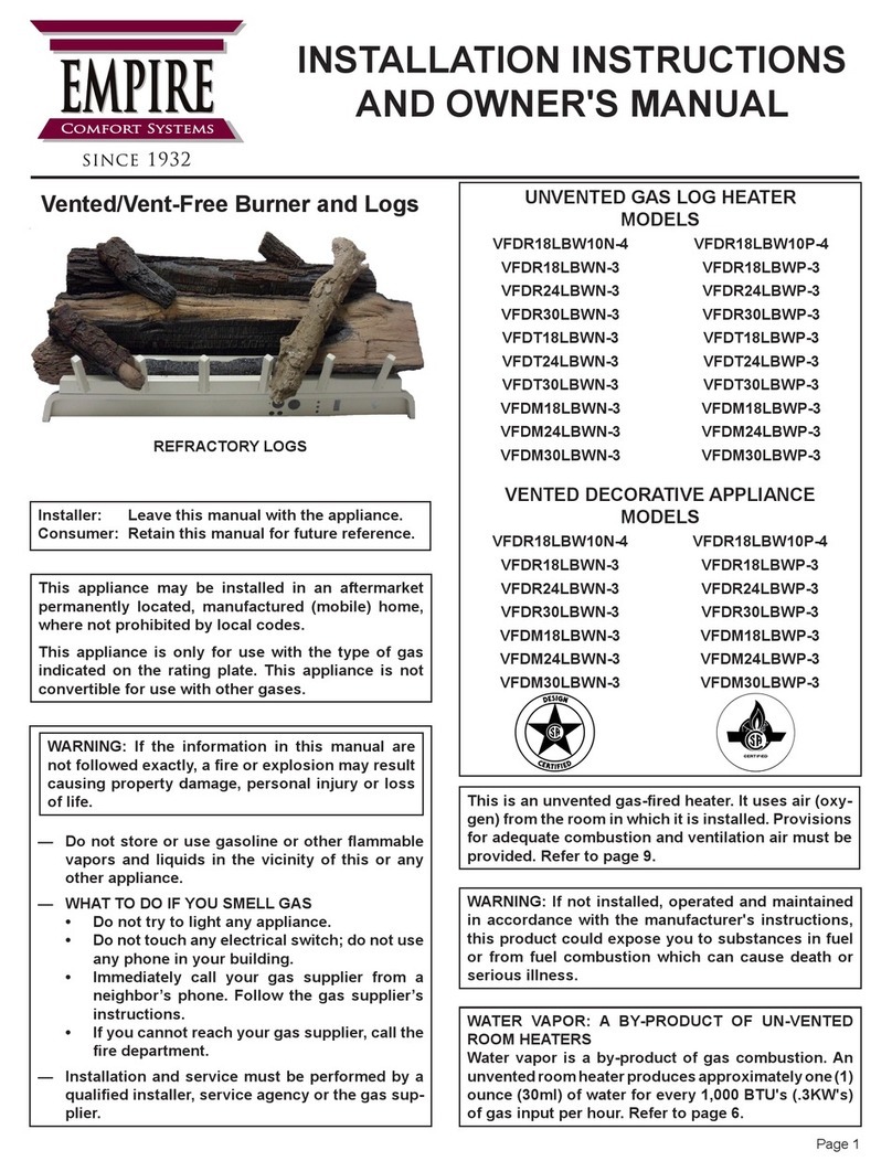 Empire Comfort Systems VFDR18LBW10N-4 Installation instructions and owner's manual