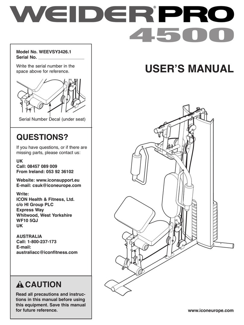 Weider WEEVSY3426.1 User manual