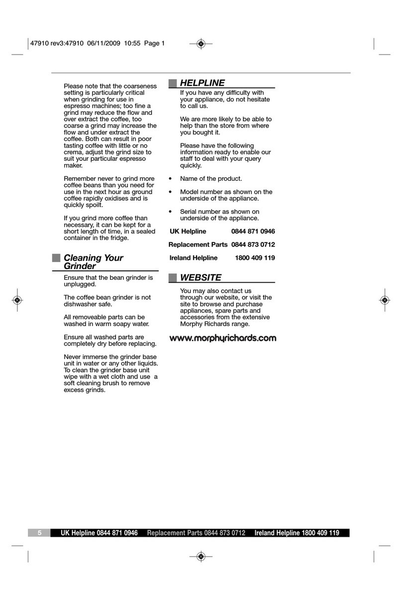 Morphy Richards Coffee Bean Grinder User manual