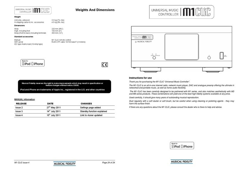 Musical Fidelity M1CliC Instructions for use