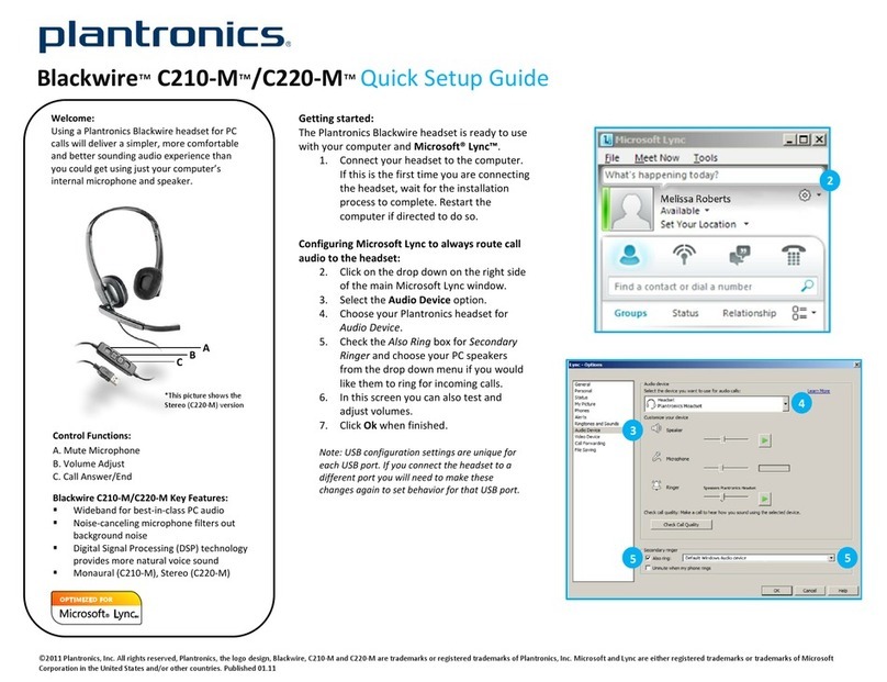 Plantronics BLACKWIRE C210-M Quick setup guide