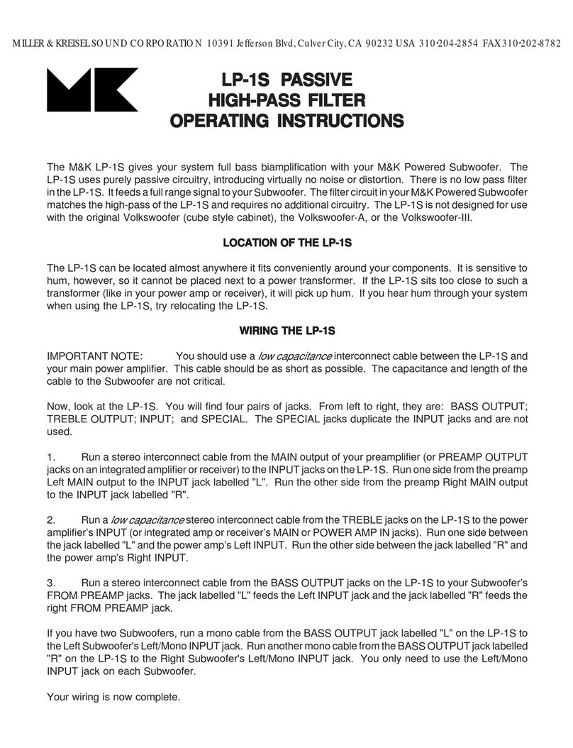 Miller & Kreisel Sound LP-1S operating instructions