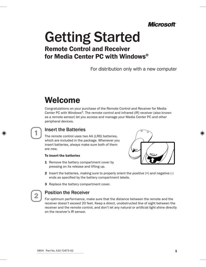 Microsoft Remote Control and Receiver User manual
